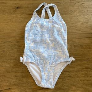 Heidi Klein blue / white Swimsuit /one piece bathing suit! Size 3-4